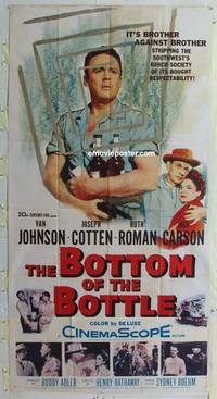 k210 BOTTOM OF THE BOTTLE three-sheet movie poster '56 Van Johnson, Cotten