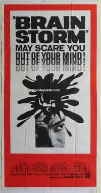 k213 BRAINSTORM three-sheet movie poster '65 scares you out of your mind!