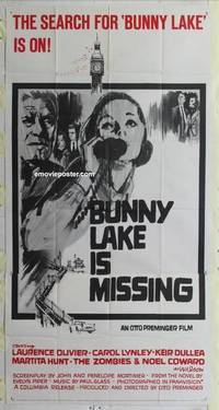 k221 BUNNY LAKE IS MISSING three-sheet movie poster '65 cool Saul Bass art!