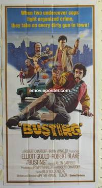 k223 BUSTING int'l three-sheet movie poster '74 Elliott Gould, Robert Blake