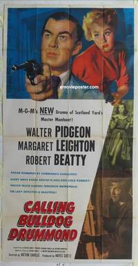k227 CALLING BULLDOG DRUMMOND three-sheet movie poster '51 Walter Pidgeon
