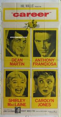 k229 CAREER three-sheet movie poster '59 Dean Martin, Tony Franciosa