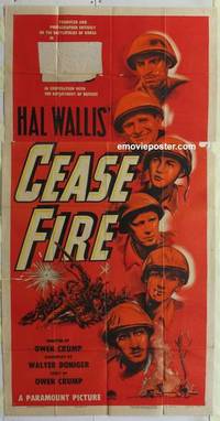 k236 CEASE FIRE three-sheet movie poster '53 Hal Wallis, 3D Korean War!
