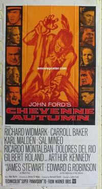 k241 CHEYENNE AUTUMN three-sheet movie poster '64 John Ford, Richard Widmark