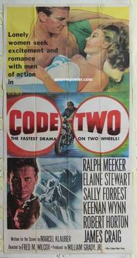 k253 CODE TWO three-sheet movie poster '53 Ralph Meeker, sexy Elaine Stewart!