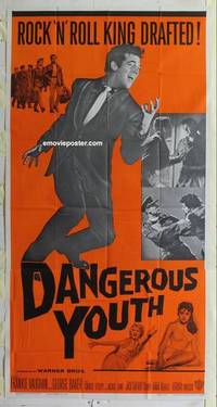 k548 THESE DANGEROUS YEARS three-sheet movie poster '58 Rock & Roll King!