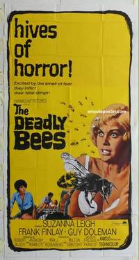 k113 DEADLY BEES three-sheet movie poster '67 hives of horror, fatal stings!