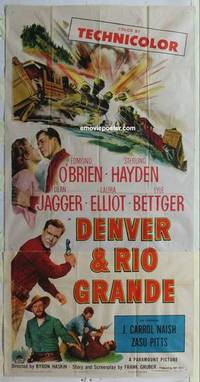 k275 DENVER & RIO GRANDE three-sheet movie poster '52 Edmond O'Brien