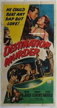 k277 DESTINATION MURDER three-sheet movie poster '50 MacKenzie, film noir!