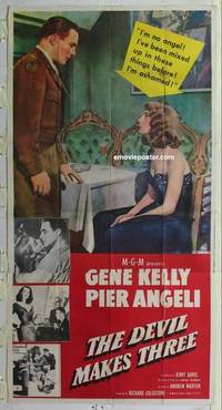 k278 DEVIL MAKES THREE three-sheet movie poster '52 Gene Kelly, Pier Angeli