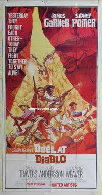 k284 DUEL AT DIABLO three-sheet movie poster '66 Sidney Poitier, James Garner