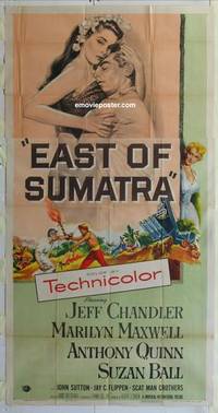 k286 EAST OF SUMATRA three-sheet movie poster '53 Jeff Chandler, Maxwell