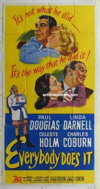k287 EVERYBODY DOES IT three-sheet movie poster '49 Paul Douglas, Darnell