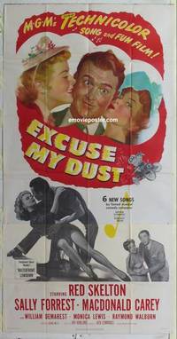 k288 EXCUSE MY DUST three-sheet movie poster '51 Buster Keaton, Red Skelton