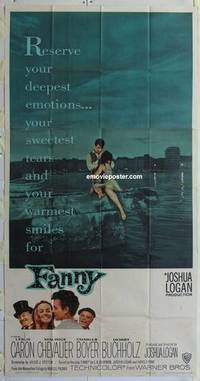 k292 FANNY three-sheet movie poster '61 Charles Boyer, Chevalier, Caron