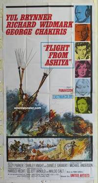 k301 FLIGHT FROM ASHIYA three-sheet movie poster '64 Yul Brynner, Widmark