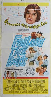 k304 FOLLOW THE BOYS three-sheet movie poster '63 Connie Francis sings!