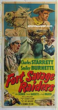 k311 FORT SAVAGE RAIDERS three-sheet movie poster '51 Starrett as Durango Kid