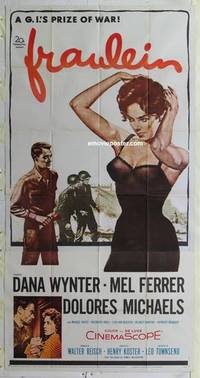 k315 FRAULEIN three-sheet movie poster '58 Mel Ferrer, sexy Dana Wynter!
