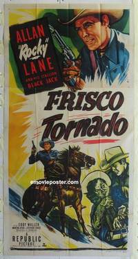 k318 FRISCO TORNADO three-sheet movie poster '50 Rocky Lane, western!
