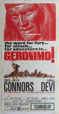 k323 GERONIMO three-sheet movie poster '62 fiercest Native American Indian!
