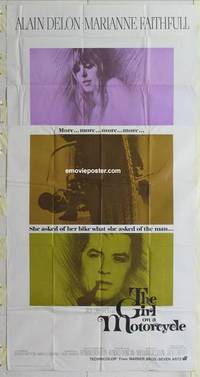 k325 GIRL ON A MOTORCYCLE three-sheet movie poster '68 Marianne Faithfull