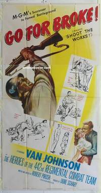 k330 GO FOR BROKE three-sheet movie poster '51 Van Johnson, World War II