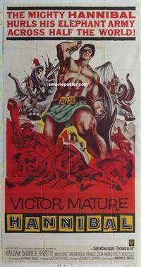 k346 HANNIBAL three-sheet movie poster '60 Victor Mature, Edgar Ulmer