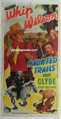 k350 HAUNTED TRAILS three-sheet movie poster '49 Whip Wilson, Andy Clyde