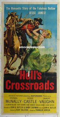 k351 HELL'S CROSSROADS three-sheet movie poster '57 Peggy Castle, Vaughn