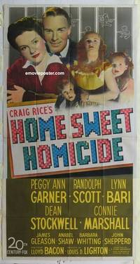 k359 HOME SWEET HOMICIDE three-sheet movie poster '46 Peggy Ann Garner, Scott