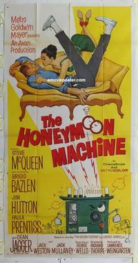 k362 HONEYMOON MACHINE three-sheet movie poster '61 Steve McQueen, Bazlen