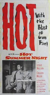 k365 HOT SUMMER NIGHT three-sheet movie poster '56 Leslie Nielsen, Miller