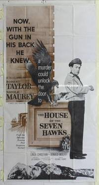 k366 HOUSE OF THE SEVEN HAWKS three-sheet movie poster '59 Robert Taylor