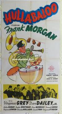 k367 HULLABALOO three-sheet movie poster '40 Frank Morgan, one-man-band!