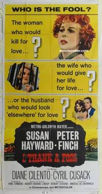 k368 I THANK A FOOL three-sheet movie poster '62 Susan Hayward, Peter Finch