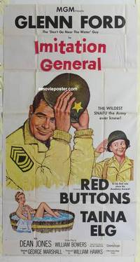 k370 IMITATION GENERAL three-sheet movie poster '58 Glenn Ford, Red Buttons