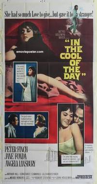 k371 IN THE COOL OF THE DAY three-sheet movie poster '63 Jane Fonda, Finch