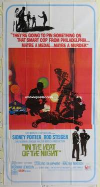 k372 IN THE HEAT OF THE NIGHT three-sheet movie poster '67 Sidney Poitier