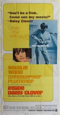 k374 INSIDE DAISY CLOVER three-sheet movie poster '66 Natalie Wood, Plummer