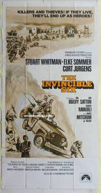 k375 INVINCIBLE SIX three-sheet movie poster '68 wild Iranian Bandits!