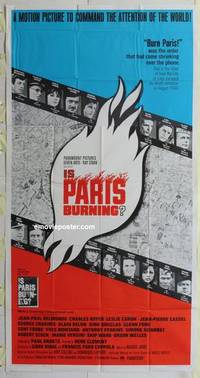 k380 IS PARIS BURNING three-sheet movie poster '66 WWII all-star cast!