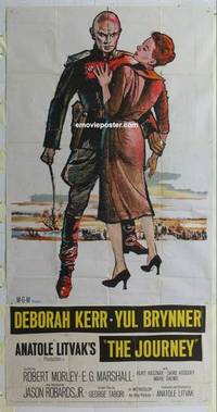 k384 JOURNEY three-sheet movie poster '58 Yul Brynner, Deborah Kerr