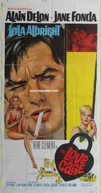 k385 JOY HOUSE three-sheet movie poster '64 sexy Jane Fonda, Love Cage!