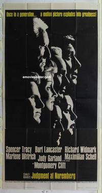 k387 JUDGMENT AT NUREMBERG three-sheet movie poster '61 Burt Lancaster
