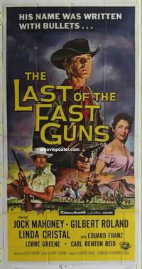 k399 LAST OF THE FAST GUNS three-sheet movie poster '58 Jock Mahoney, Roland