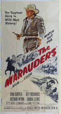 k433 MARAUDERS three-sheet movie poster '55 Dan Duryea, Jeff Richards