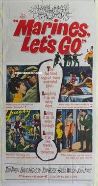 k435 MARINES LET'S GO three-sheet movie poster '61 Raoul Walsh, Tom Tryon