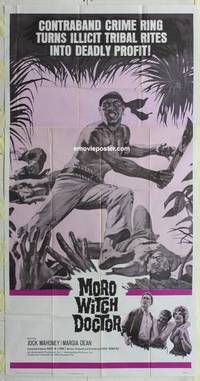 k125 MORO WITCH DOCTOR three-sheet movie poster '64 Jock Mahoney, crime ring!