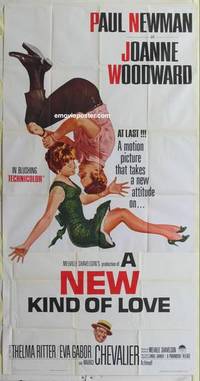 k454 NEW KIND OF LOVE three-sheet movie poster '63 Paul Newman, Woodward